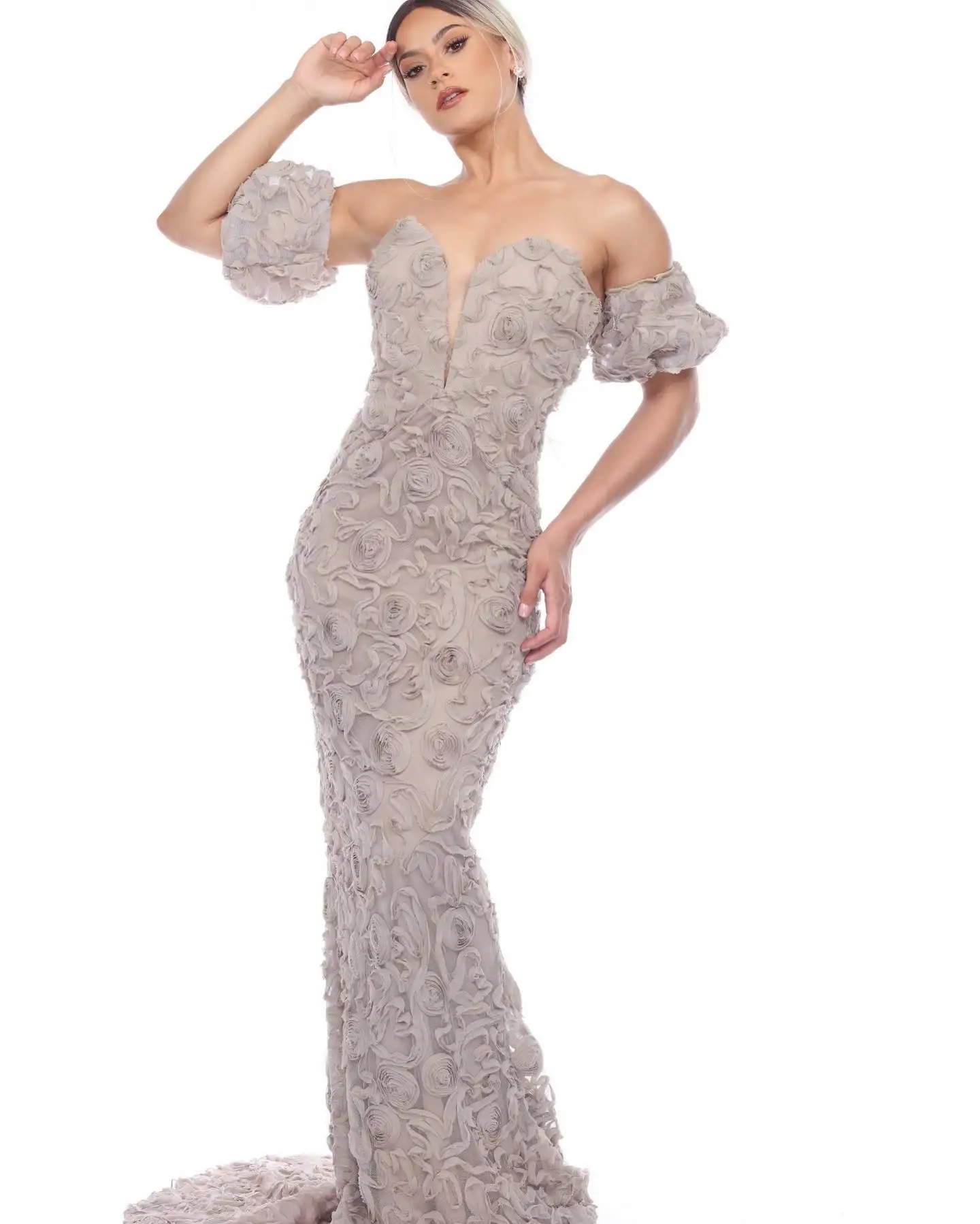 2025 op maat gemaakte prachtige strapless afneembare mouw chiffon feestjurken sexy mouwloze rits terug zeemeermin avondjurk