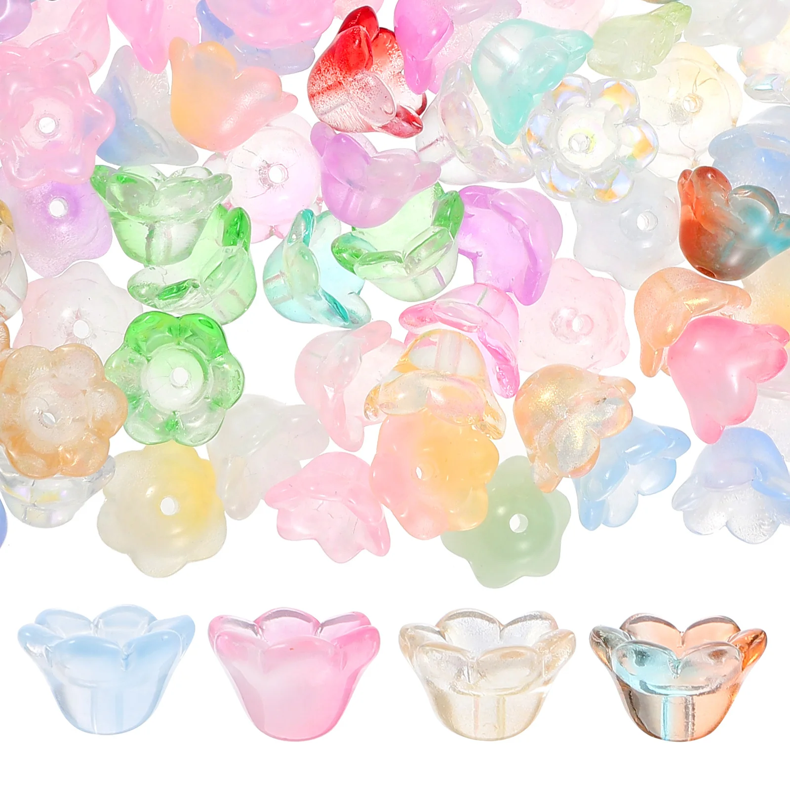 

100Pcs Lily Flower Hanging Beads DIY Jewelry Making Charms Glass Pendant Accessories Glass Beads for Jewelry Making