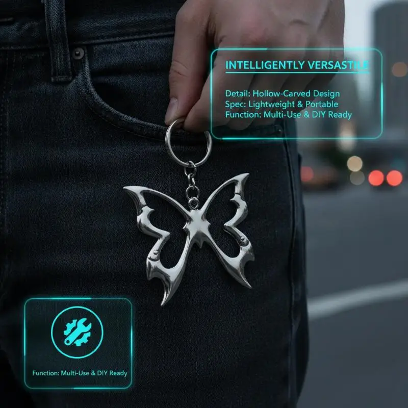 Ausgehöhlter Schmetterling Zinklegierung Schlüsselanhänger Bergsteiger-Gürtelschnalle Taschenanhänger Schlüsselring Karabiner Hüftgurt-Schlüsselanhänger – Detail 1