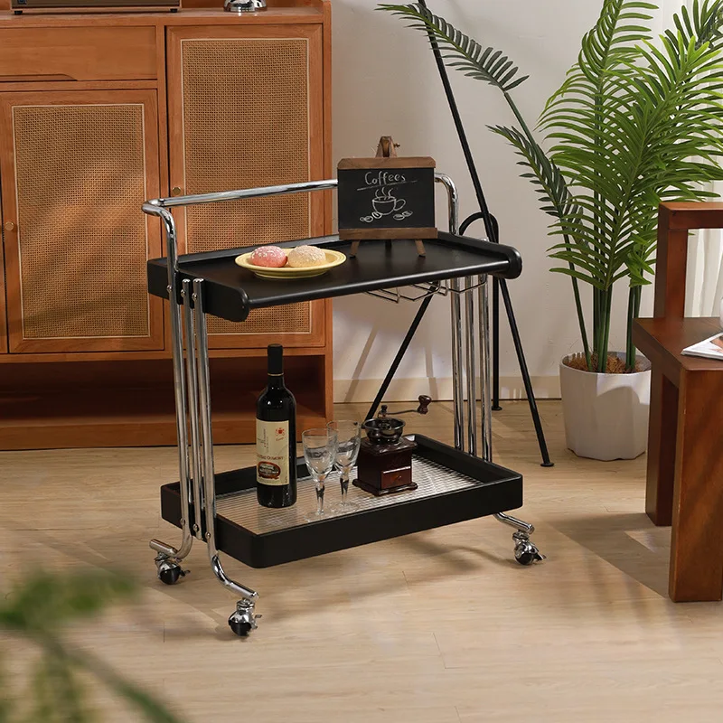 رف تخزين بعجلات على طراز العصور الوسطى، جانب قابل للإزالة، عدد قليل من غرفة المعيشة، من الخشب الصلب، تخزين كلاسيكي للوجبات الخفيفة، طاولة بجانب السرير للسيارة #3