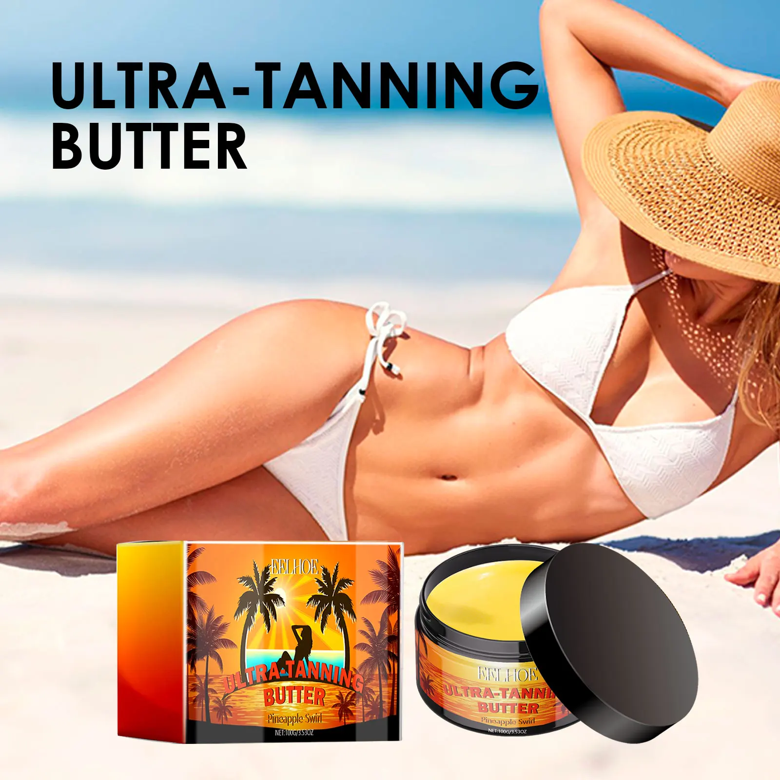 Eelhoe-Gel bronceador de piel con aceite de coco, nutritivo de larga duración, absorbe la luz solar para protección Sexy, Solarium, bronce, geles autobronceadores, 100g