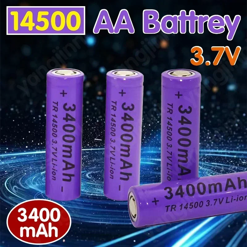 3400mAh 14500Battery 3.7V Li-ion Rechargeable Batteries 14500 AA Battery Lithium Cell for Led Flashlight Headlamps Torch Shaver