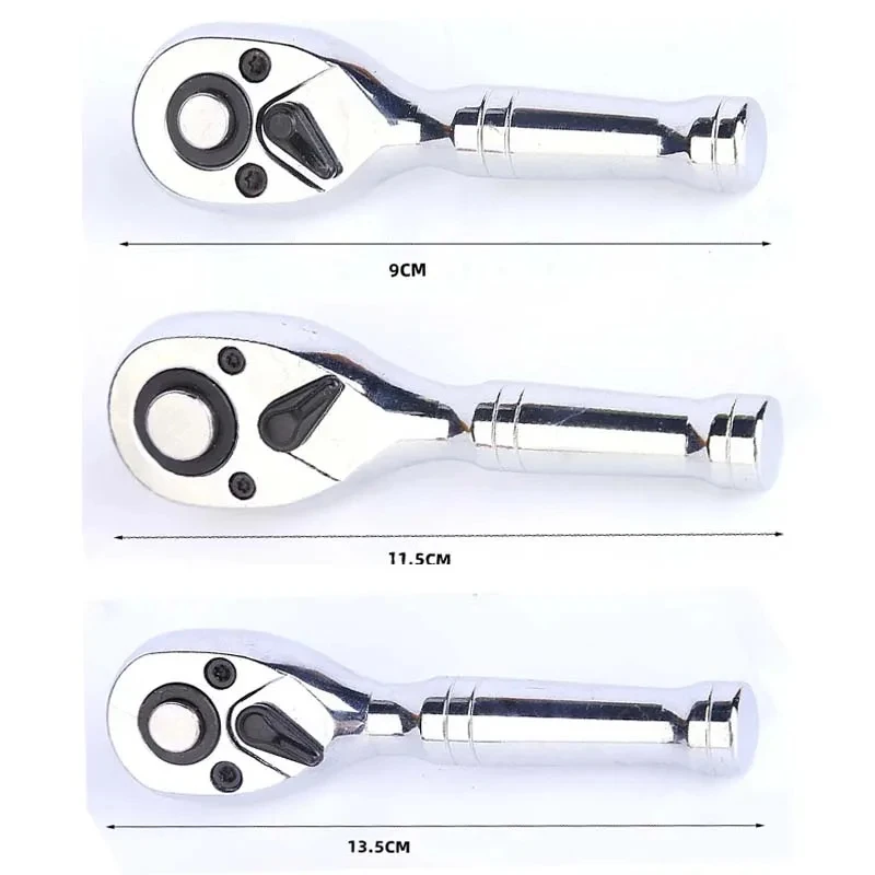 1/4 3/8 1/2 Inch Drive Stubby Ratchet Set with Short Handle Quick-Release Head Mini Ratchet Wrench Efficient Auto Repair Tool