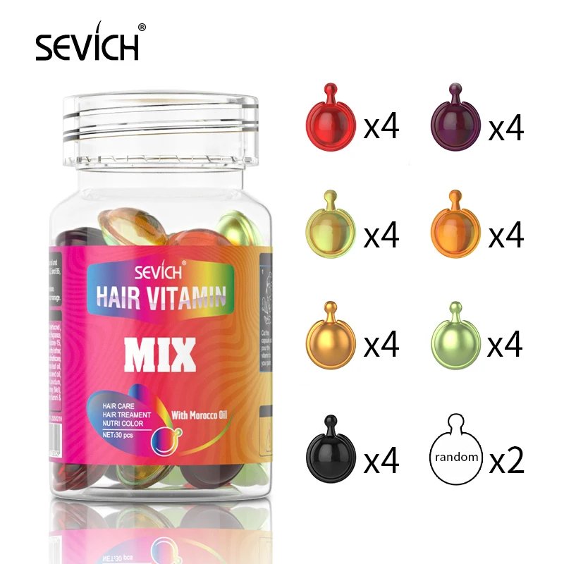 Sevich cheveux vitamine Capsule kératine huile répare les cheveux endommagés Anti perte de cheveux huile marocaine lissage cheveux Essence mélange cheveux Capsule