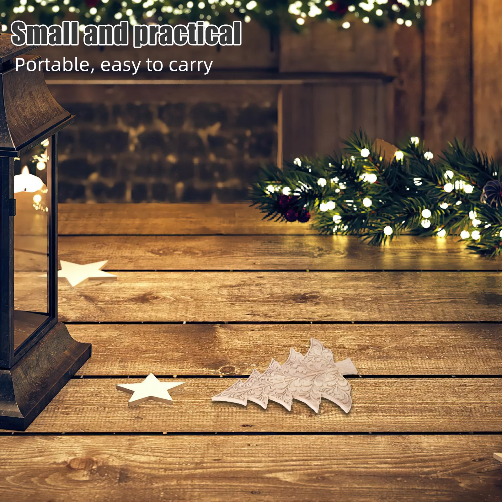 

Wooden Christmas Tree Carved Rustic 3D Unfinished Wood Cutouts DIY Holiday Mantel Shelf Tabletop Decor Carved Christmas Tree