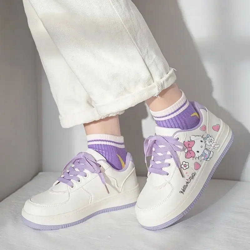 Sanrio Hello Kitty Kawaii Girl scarpe da Skateboard scarpe da donna scarpe bianche piccole traspiranti comode scarpe da ginnastica versatili per