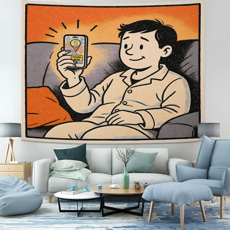 Fashion NowBoarding Wall Tapestry Casual Pajama People Sofa Print Wall Hanging Cartoon Soft Tapestries Cute Wall Home Decor Gift