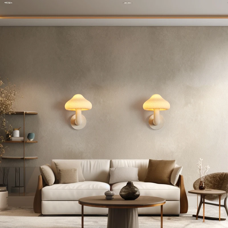 الأوروبي الرجعية الأبيض الفطر على شكل الراتنج الألياف الزجاجية وحدة إضاءة LED جداريّة مصباح الإبداعية غرفة المعيشة دراسة غرفة نوم مطعم الشمعدانات أضواء #3