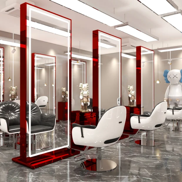 High end barber shop mirror hair salon special hairdressing double-sided mirror stage hair cutting mirror