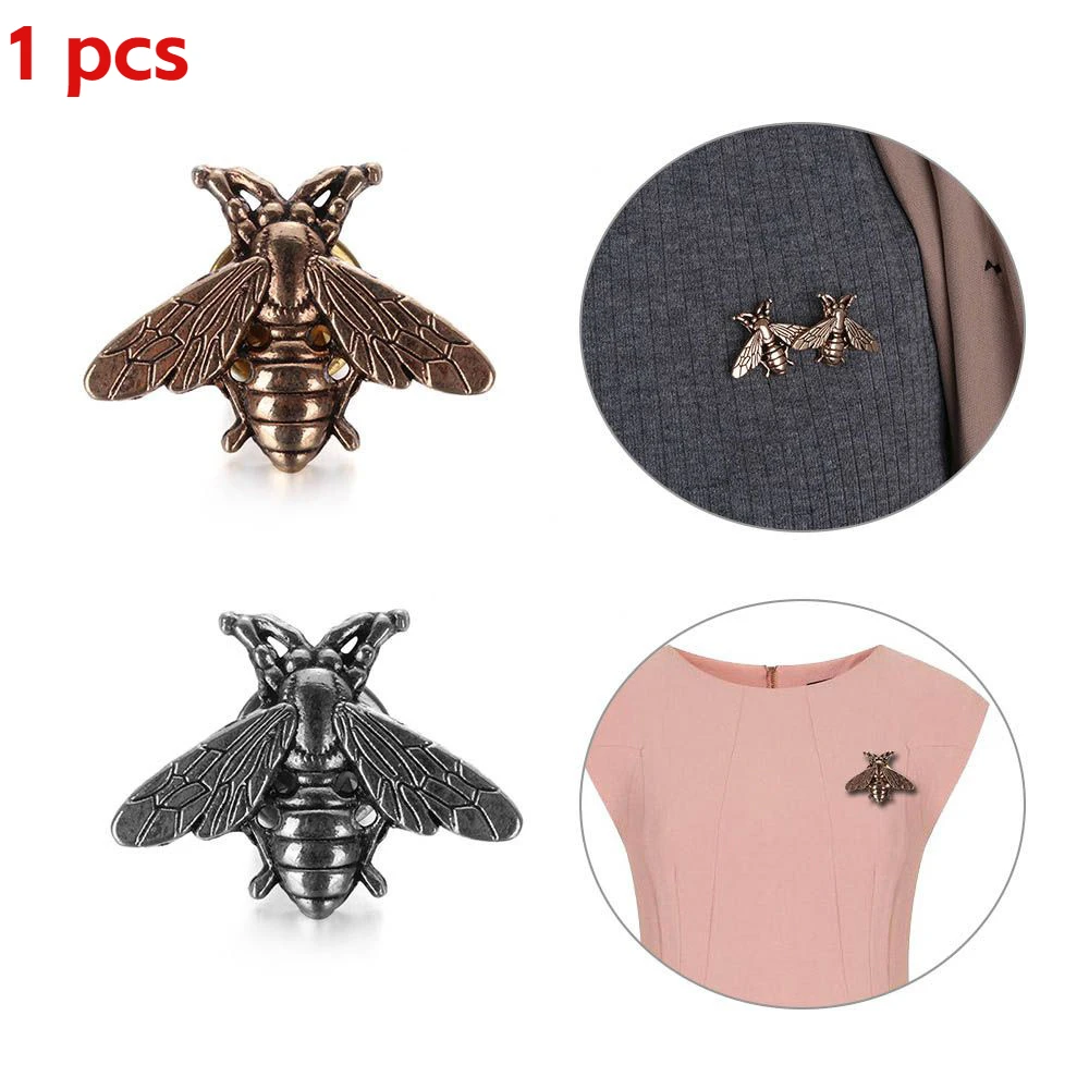 Vintage Small Bee Metal Brooch Lapel Pin Dual Purpose Shirt Suit Accessories Women Punk Jewelry Gifts