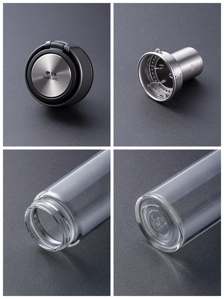 Thickened Single Layer Glass Cup Portable Travel Outdoor Large Capacity Tea Brewing Double Layer Cup with Handle for Car Use