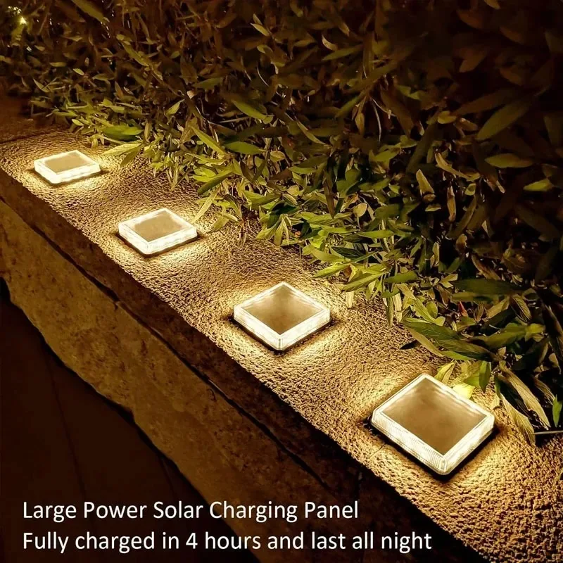 Solar Ground Light Outdoor Waterproof Bright Plate Landscape Lighting Lawn Solar Deck Garden Light