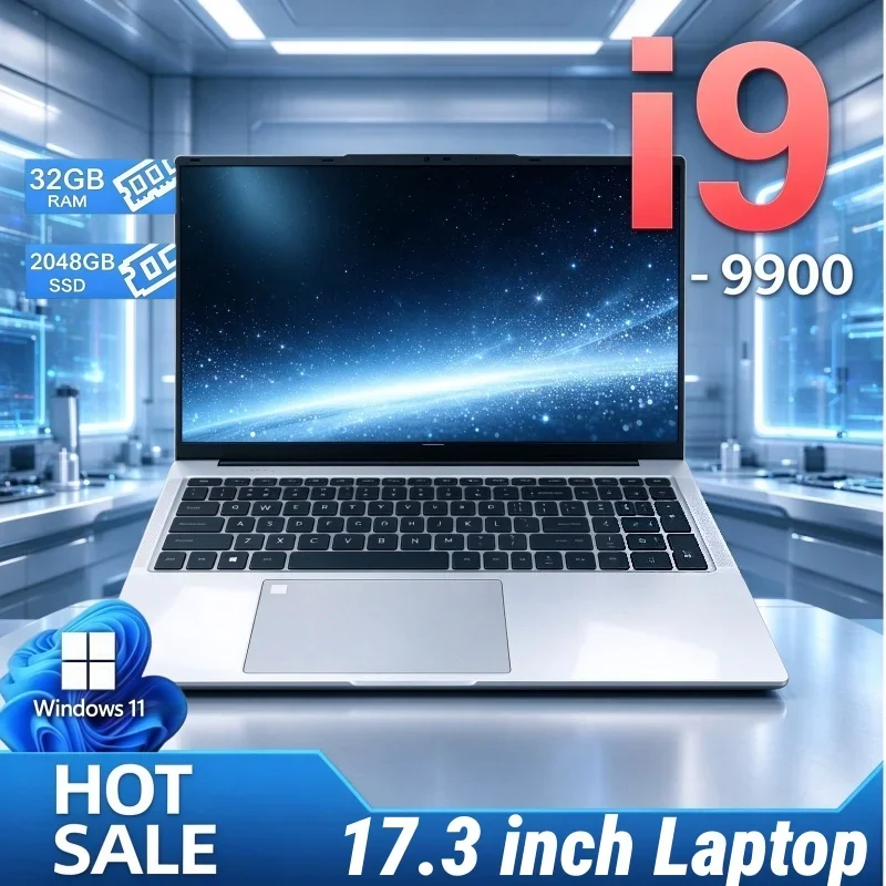Intel I9-9900 Notebook 17.3 Inch HD Display 32GB RAM 2TB SSD Windows 11 Fingerprint Unlock Laptop For Daily Work & Entertainment