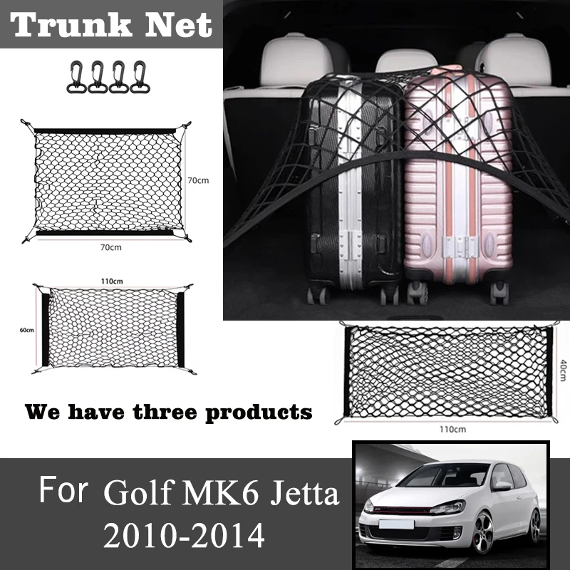 

Car Trunk Mesh For Volkswagen VW Golf 6 Mk6 Jetta 2010-2014 Elastic Pocket Hooks Rear Cargo Nets Storage Organizer Accessories