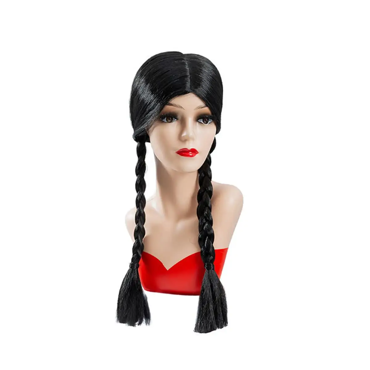 

Black Long Double Braided Synthetic Wig TV Series Wednesday Role-Playing Special Wig for Cosplay Halloween Party