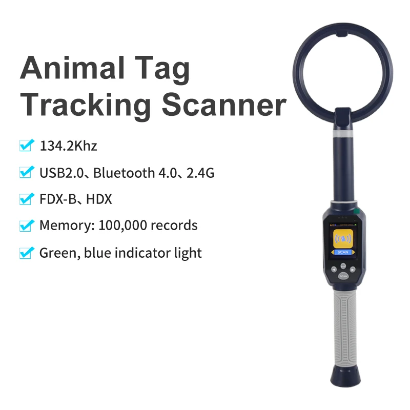 RFID Long Stick 134.2khz HDX FDX-B 2.4G Reader for Animal Ear Tag Livestock Cattle Cow Sheep Scanner Animal Ear Tag Reader