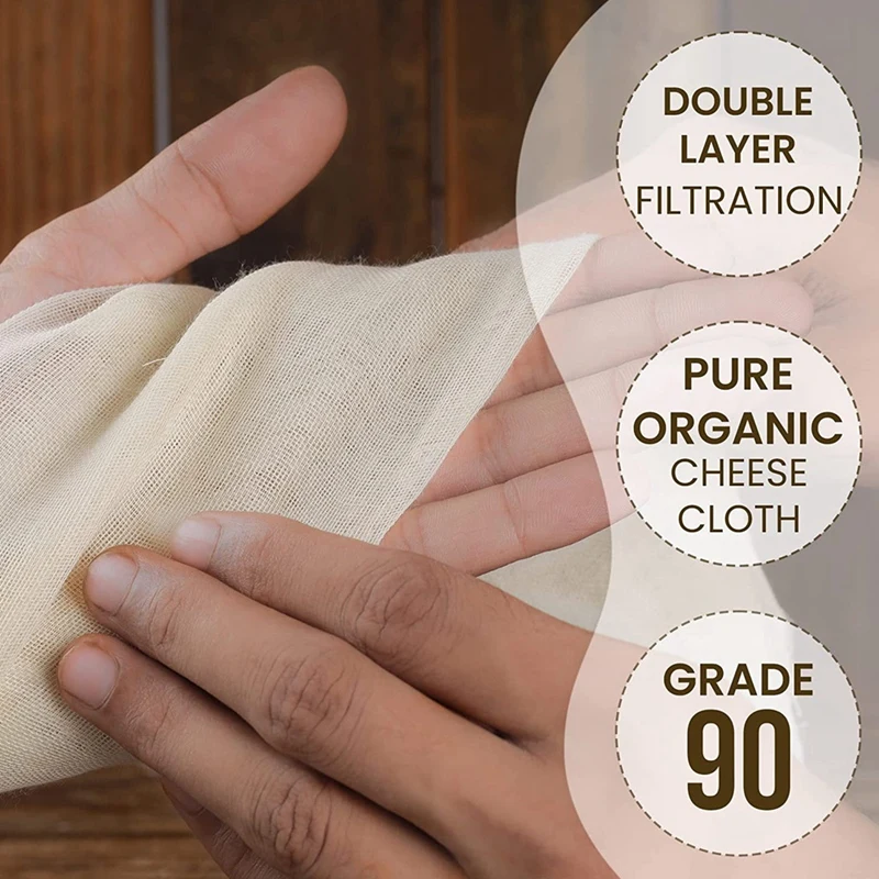 ELOS-Muslin Cloths For Cooking, Pack Of 10 (50X50CM), Unbleached, Cotton Reusable And Washable Cheese Cloths For Straining