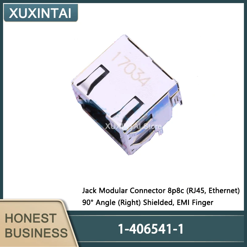 5Pcs/Lot  New Original  1-406541-1  1-406541 Jack Modular Connector 8p8c (RJ45, Ethernet) 90° Angle (Right) Shielded, EMI Finger