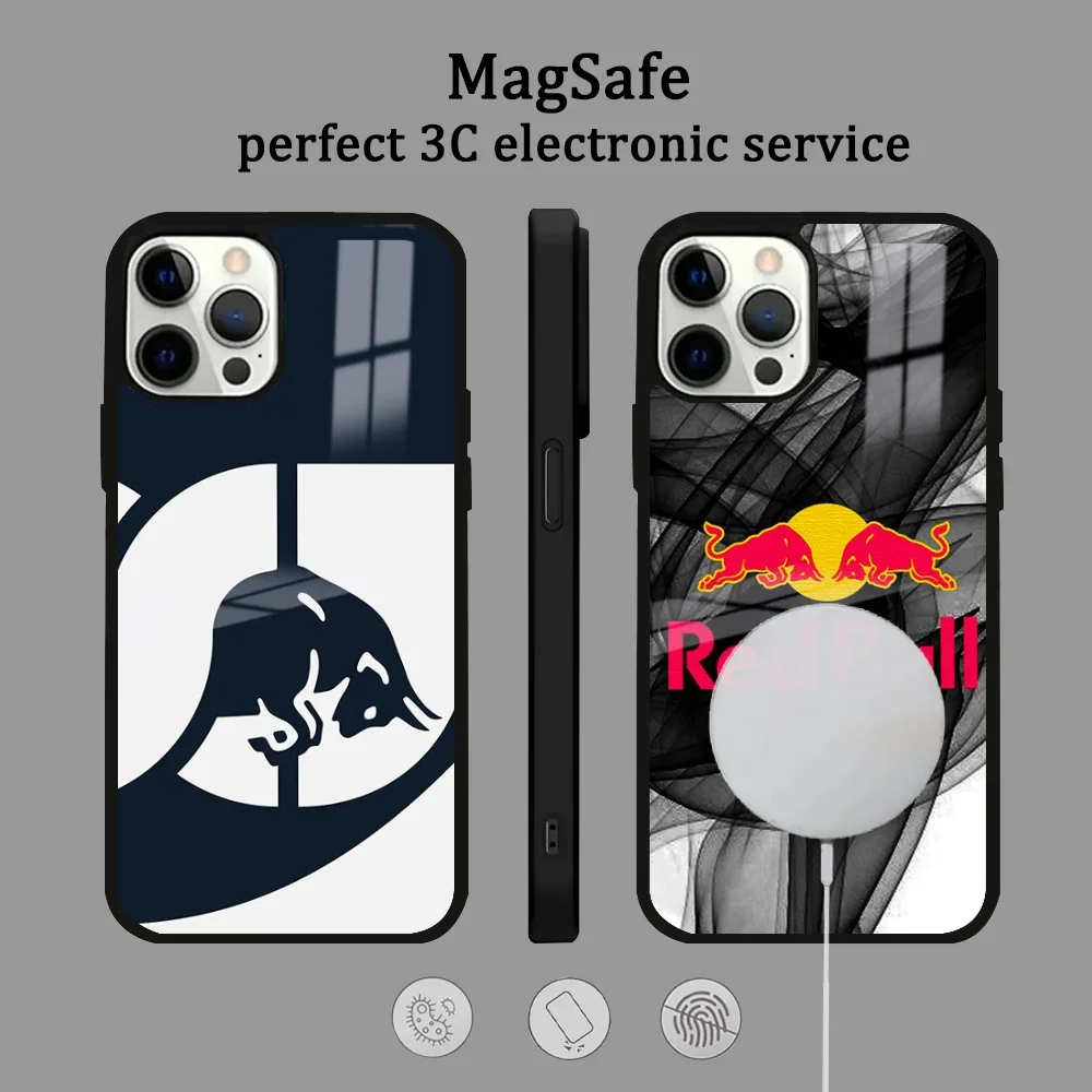 B-Bull Energy Drink RED Phone Case For IPhone 16 15 14 13 12 11 Pro Max Plus Mini Magsafe Mirror Wireless Magnetic Cover