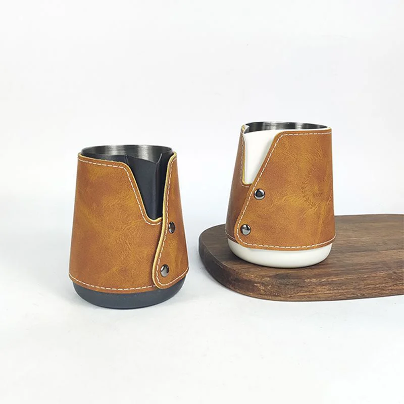 

Кофейная чашка с цветком из нержавеющей стали, 400 мл, кожаная куртка, чашка из молочной пены, кофейный цветочный горшок с тиснением, кухонные аксессуары