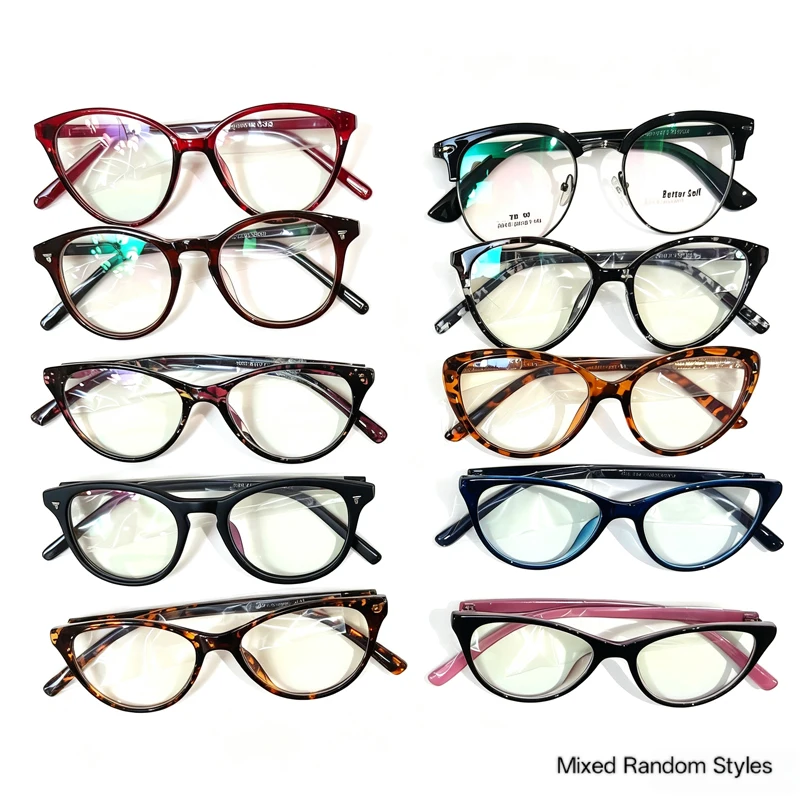 10Pcs/Lot Mixed Plastic Eyeglass Frames Random Styles Wholesale Bulk Pack Fashion Optical Glasses Frame