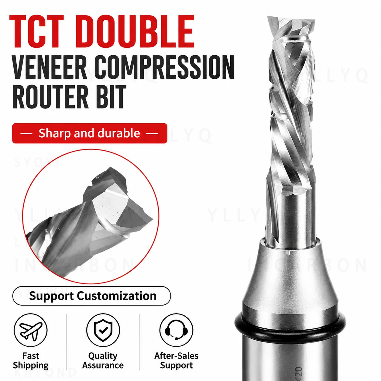 TCT Straight Compression Router Bit 12.7mm Shank Up Down Cut Double Veneer Cutter CNC Engraving Tool for Wood MDF Plywood