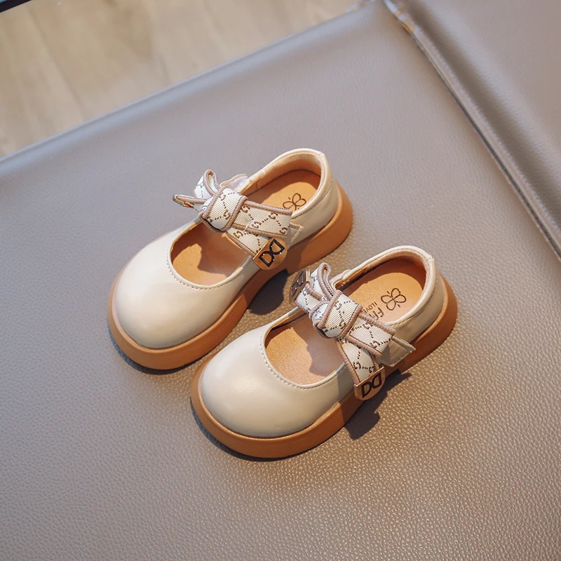 Girl Princess Small Shoes Spring and Autumn Fashion New Dance Shoes Big Girl Child Bow Solid Color Single Shoes