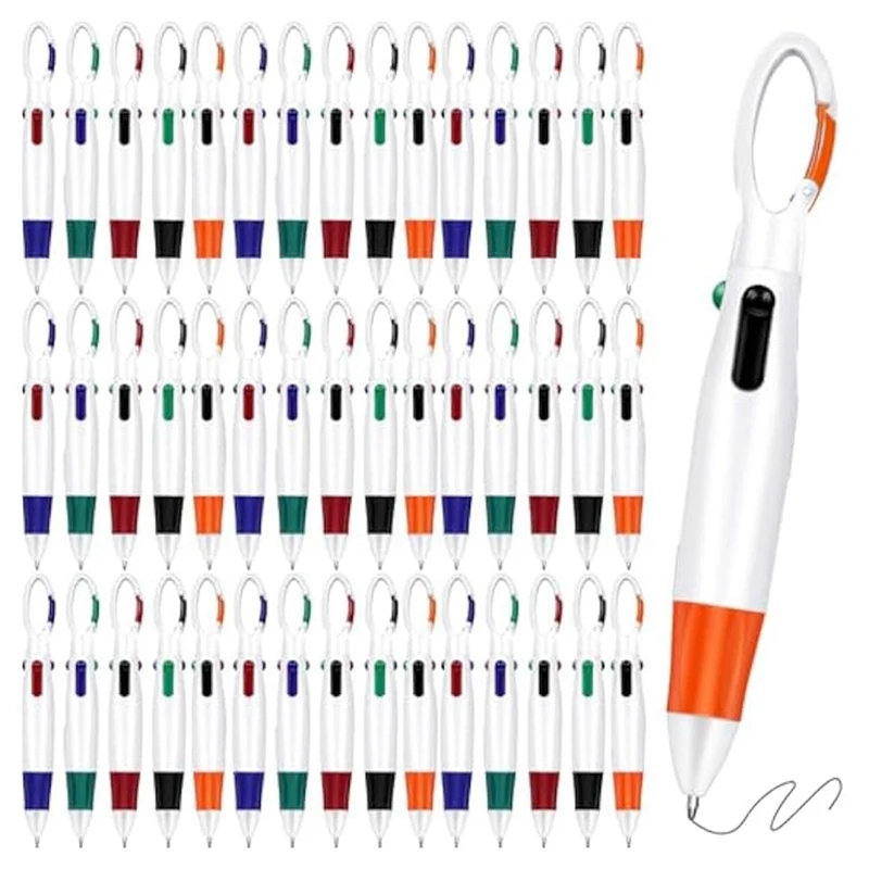 100 Pcs Pens,4 In 1 Multicolored Ink Ballpoint Pens With Keychain Nurse Pens For Office School Supplies