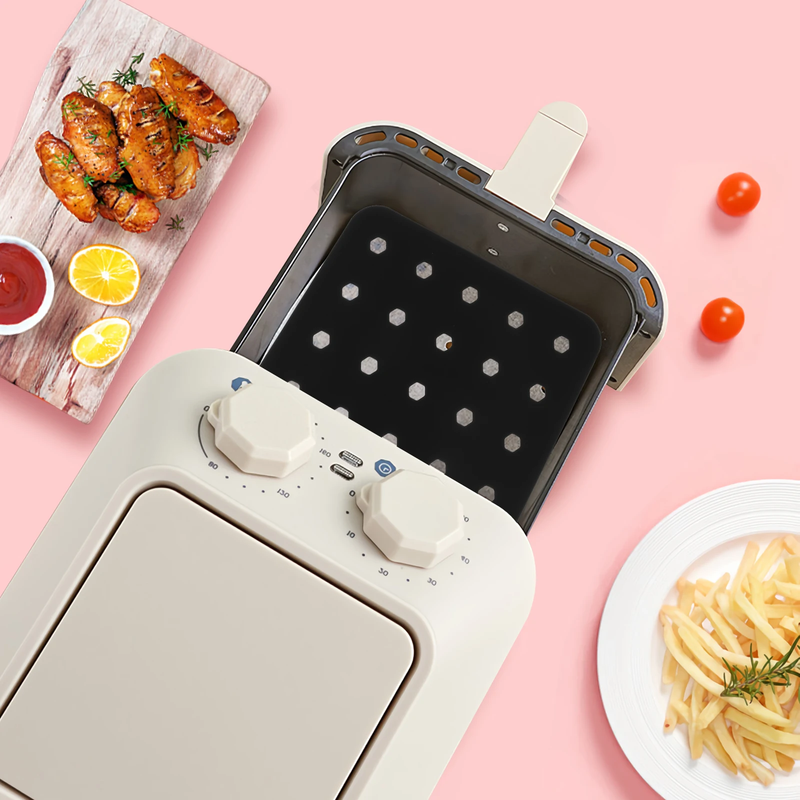 

1pc Air Fryer Mat Silicone Non-Stick Perforated Baking Liner Reusable Kitchen Gadget Steamer Plate Kitchen Supply Baking Mat