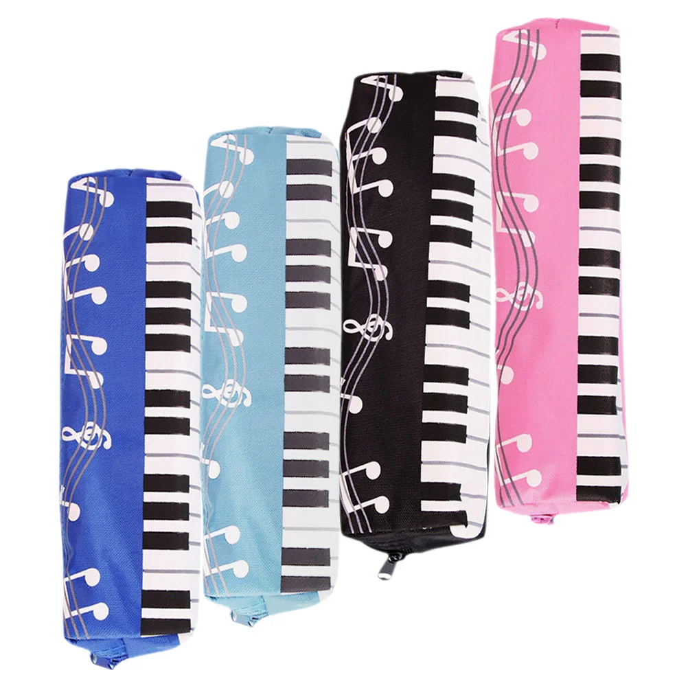 4 Pcs Zipper Aldult Miss Pencil Case Stand up Oxford Cloth Music Note Bag Portable Pouch