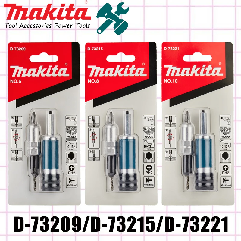 

Makita D-73209/D-73215/D-7322 Wood Countersink Drill Bit Set No.6/8/10 Drill Countersink Combo with PH2 Bit & Magnetic Adapter