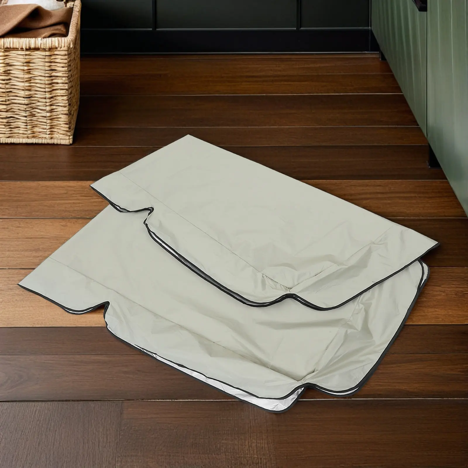 Beige Garden Swing Cover Waterproof Outdoor Polyester Scalloped Edge Elastic Fix Dust Proof Patio Swing Protector