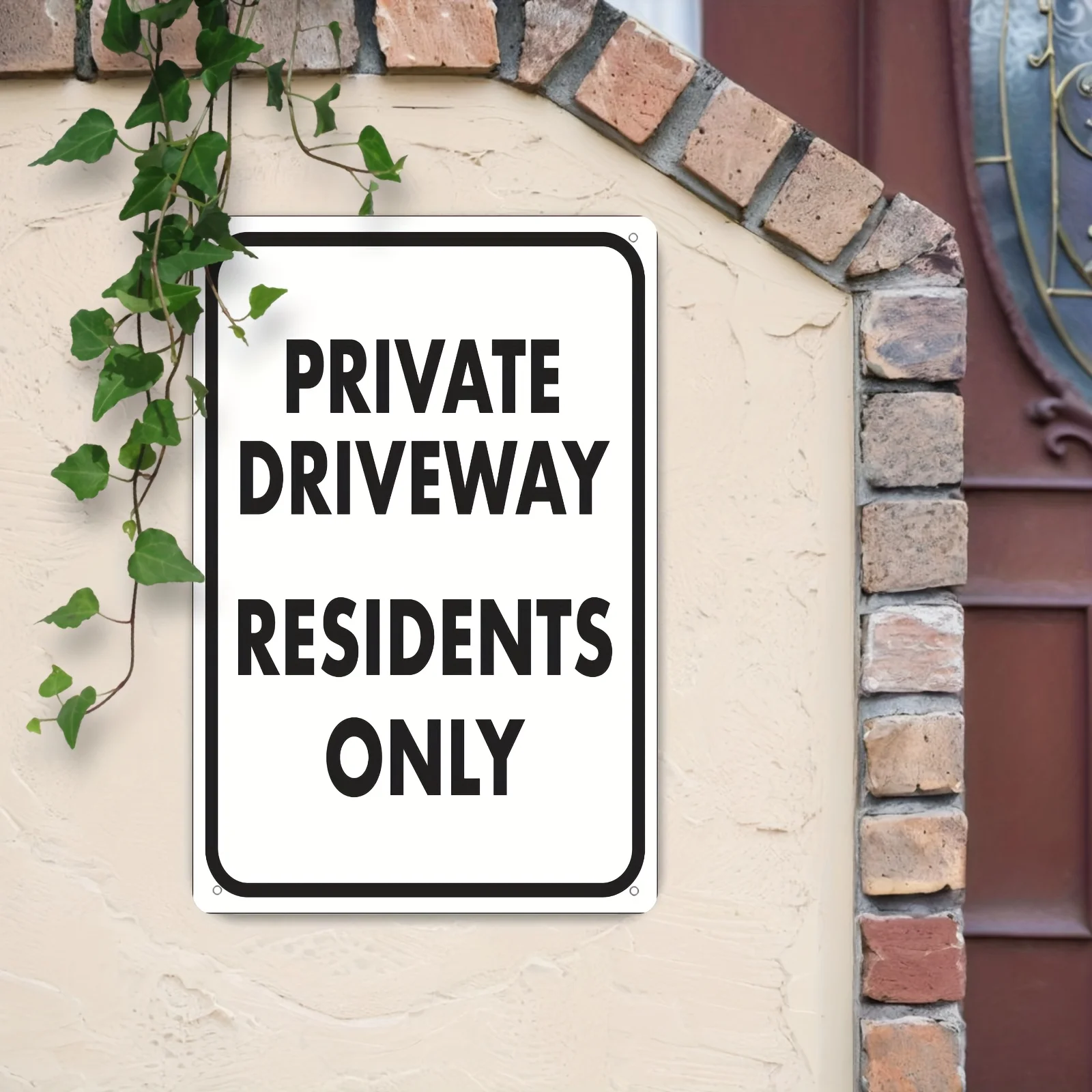 2D Flat - 1pc 2D Flat Private Driveway Residents Only Metal Sign  Outdoor Decor for Home & Garden Metal Wall Art Decor