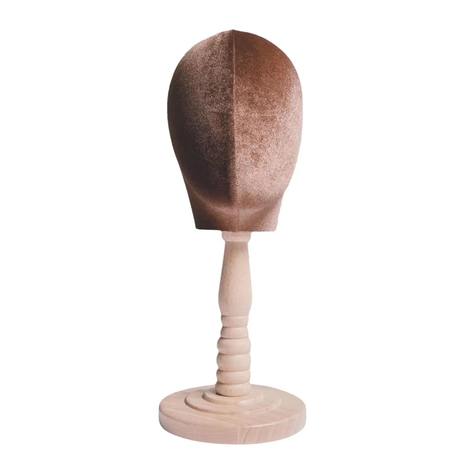 Wig Hat Caps Display Stand Manikin Head Tabletop Freestanding Fashion Caps Storage Rack with Wood Base for Beginner Stylist