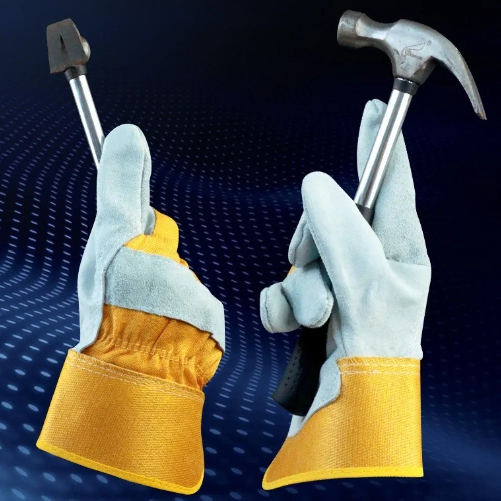 Cowhide Leather Gardening Gloves Heat Resistant Safety Welding Gloves Thorn-proof Welding Palm Reinforced Anti-cutting Glove - view 4