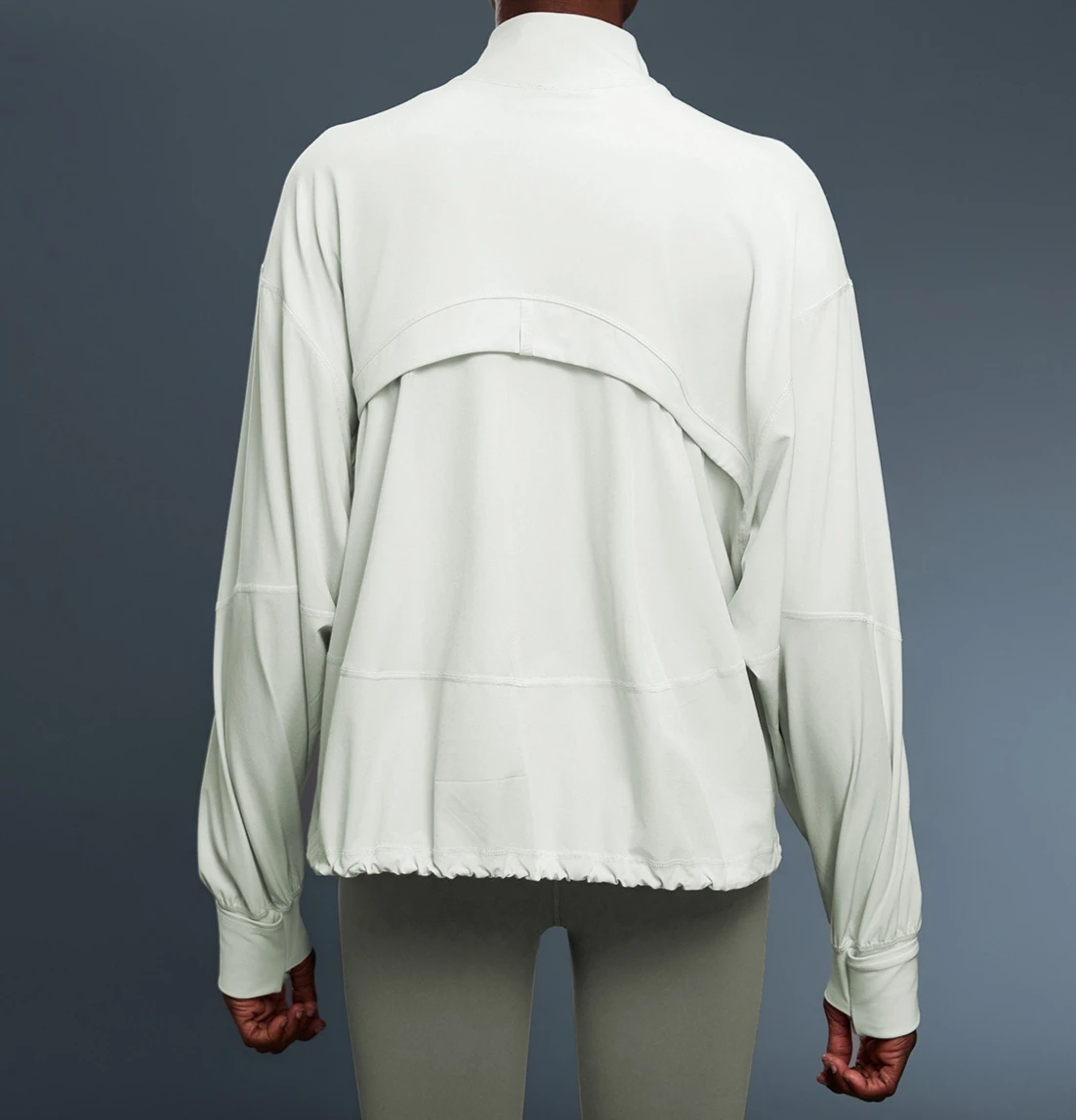 

Womens Sport Stand Collar Windproof Loose Casual Jacket Simple Versatile Drawstring Comfortable Hem Fitness Top For Autumn