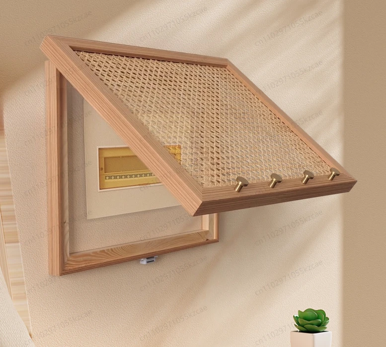 Nordic Rattan Weaving Electricity Meter Box Flip Design Wall Stickers, Home Decoration, Clothes Hook, Electric Switch, Occlusion