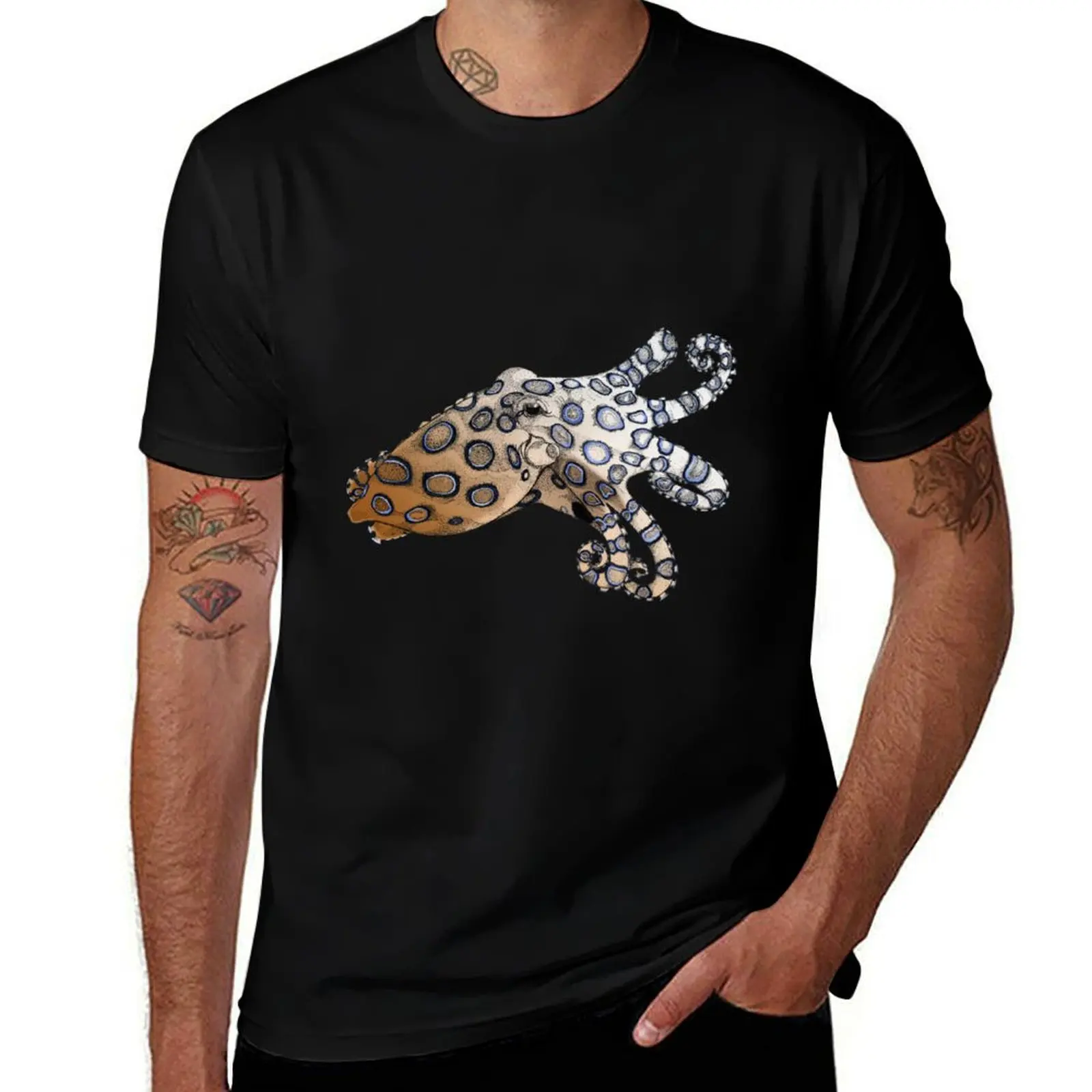

Blue-Ringed Octopus Color T-Shirt Man t-shirt plus sizes oversized t shirt Men's clothing