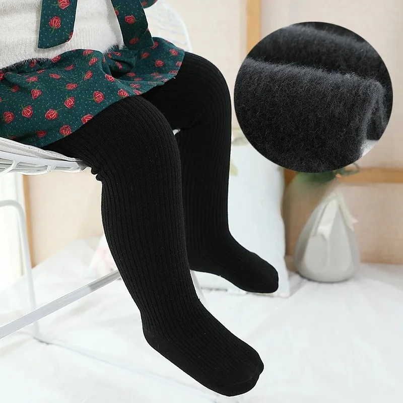 1 Stück Thermo-Strumpfhose in Schwarz für Mädchen, Winter, dick, 0–6 Jahre, Kinderstrumpfhose, Baumwoll-Fleece, Baby-Mädchen-Strümpfe