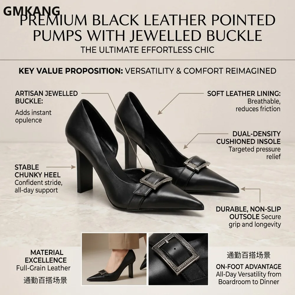 Women’s Pointed Toe Platform Shoes, Thick Soled Square Heel Retro Loafers, Comfortable Casual Dress Sneakers for Office Work