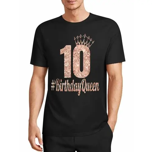 Rose Gold Crown 10Th Birthday Queen Black T-Shirt