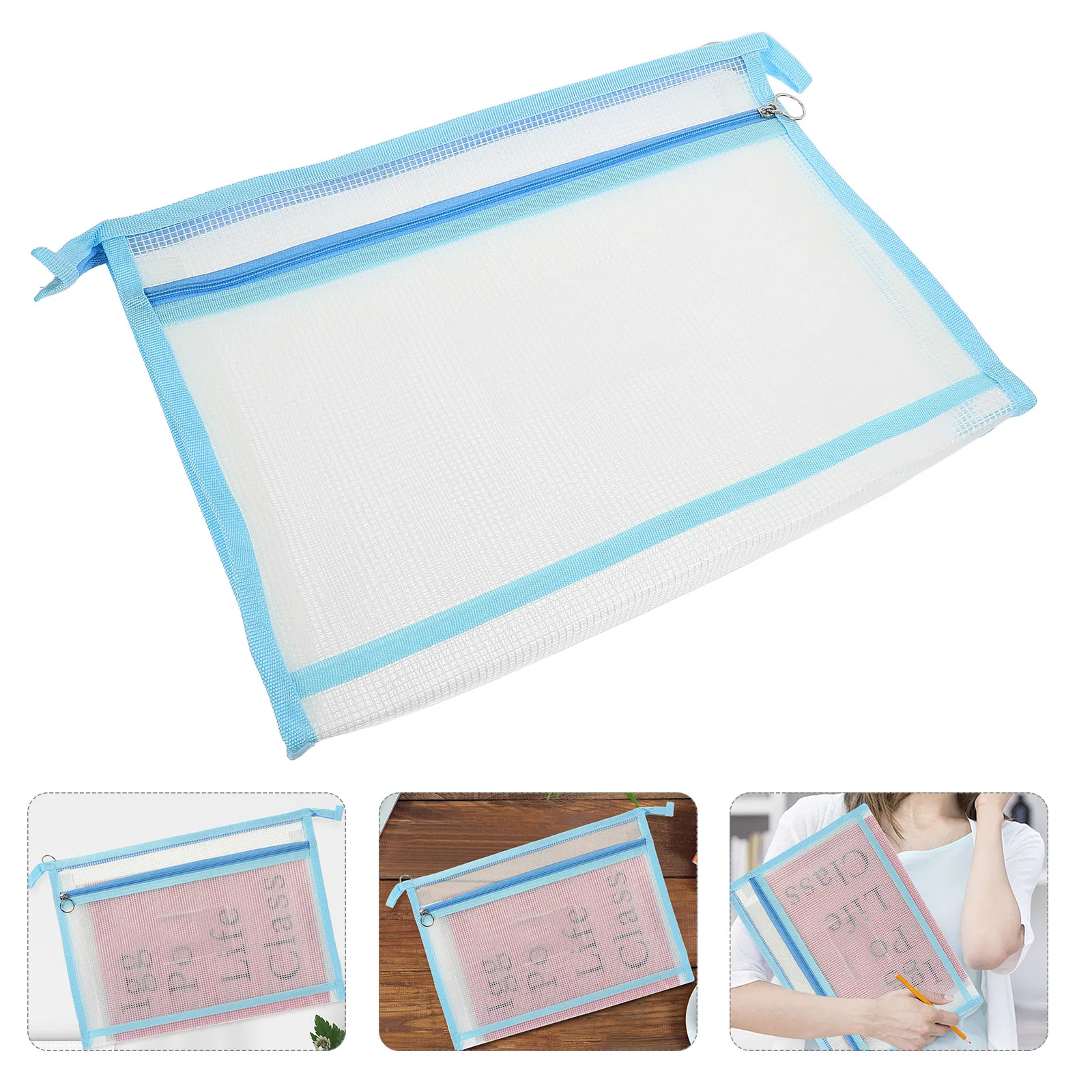 

Large Capacity File Bag Mesh Zipper Pouch Portable Document Organizer Student File Storage Large Zipper Folder Organizer