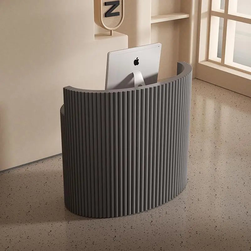 Meja Resepsionis Modern yang Indah, Desain Estetis Sederhana, Meja Resepsionis Organisir, Furnitur Lounge Mostrador Eropa