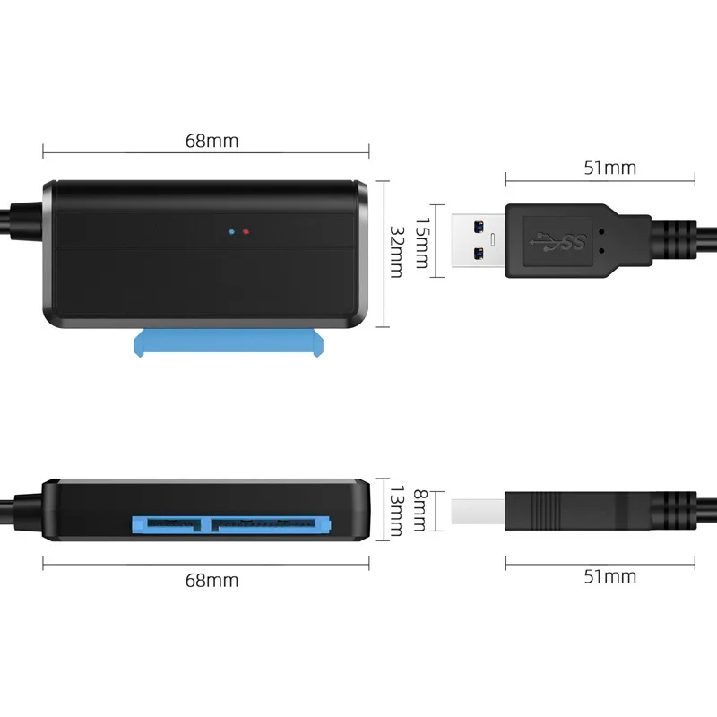 3 to USB 3.0 Cable Adapter Fit for 2.5 3.5 HDD/SSD, External Hard Drive Disk Reader Support 6Gbps High Speed Transmission