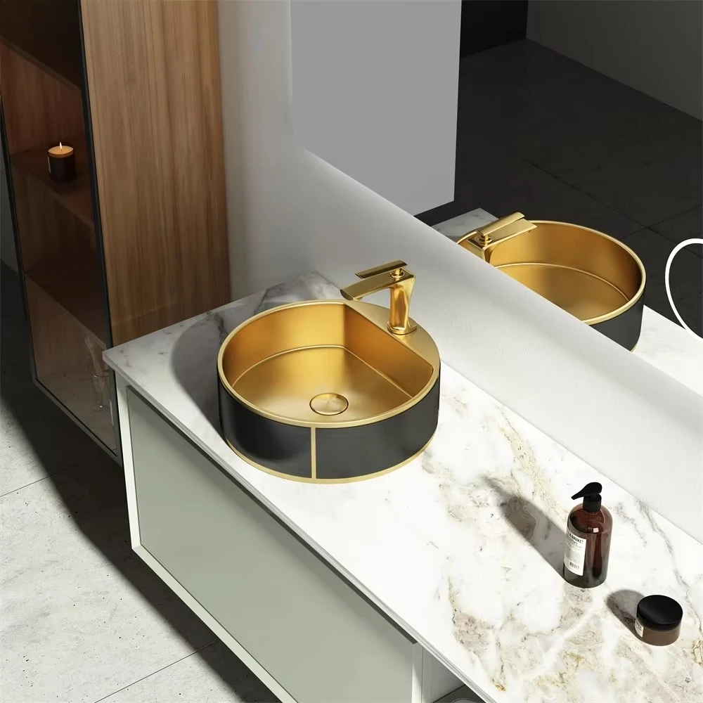 

Роскошная круглая раковина для ванной комнаты из нержавеющей стали 304 с отверстием для смесителя, устанавливаемая над столешницей