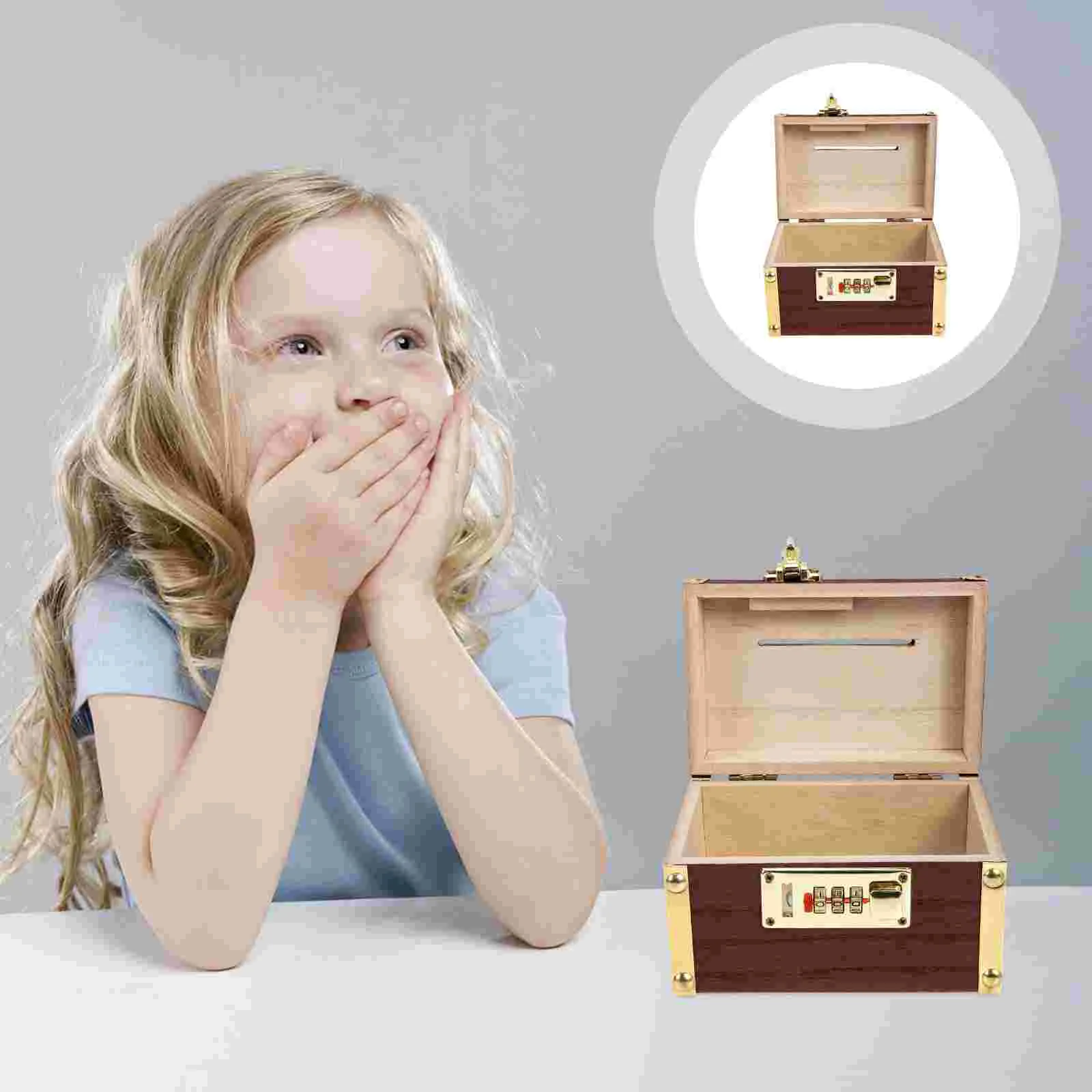 

Coins for Kids Retro Money Box Treasure Chest Piggy Bank Organizer Decor Man Vintage