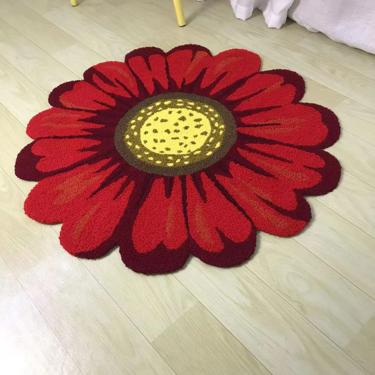 Sunflower Floral Carpets Delicate Hallway Area Rug Handmade Embroidery Flower Carpet Aesthetic Home Decor Living Room Floor Mat