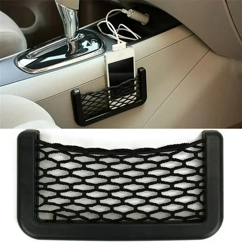 1/4Pcs Auto Seat Side Interior Back Sundries Pocket Mesh Storage Phone Net Pocket Holder Car Storage Bag Elastic Flexible Nets