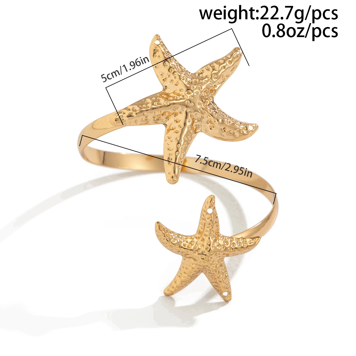 KunJoe Bohemian Starfish Cuff Bracelet for Wome Fashion Geometric Flower Opening Bangle Arm Bracelet Fashion Jewelry Accessories image 4