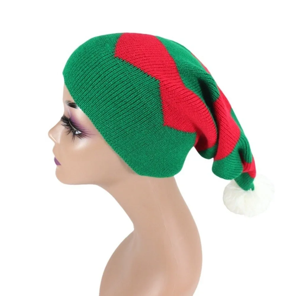Weihnachtsmann-Weihnachtsmütze, warme Weihnachtsmütze, warme Santa-Beanie-Mütze, Wollmütze, koreanischer Stil, gestreifte Mütze, Frohes Neues Jahr – Detail 7
